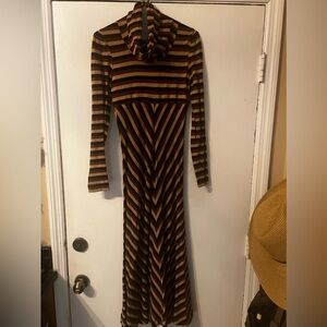 Striped cowl neck dress.  Great for Fall with boots.
